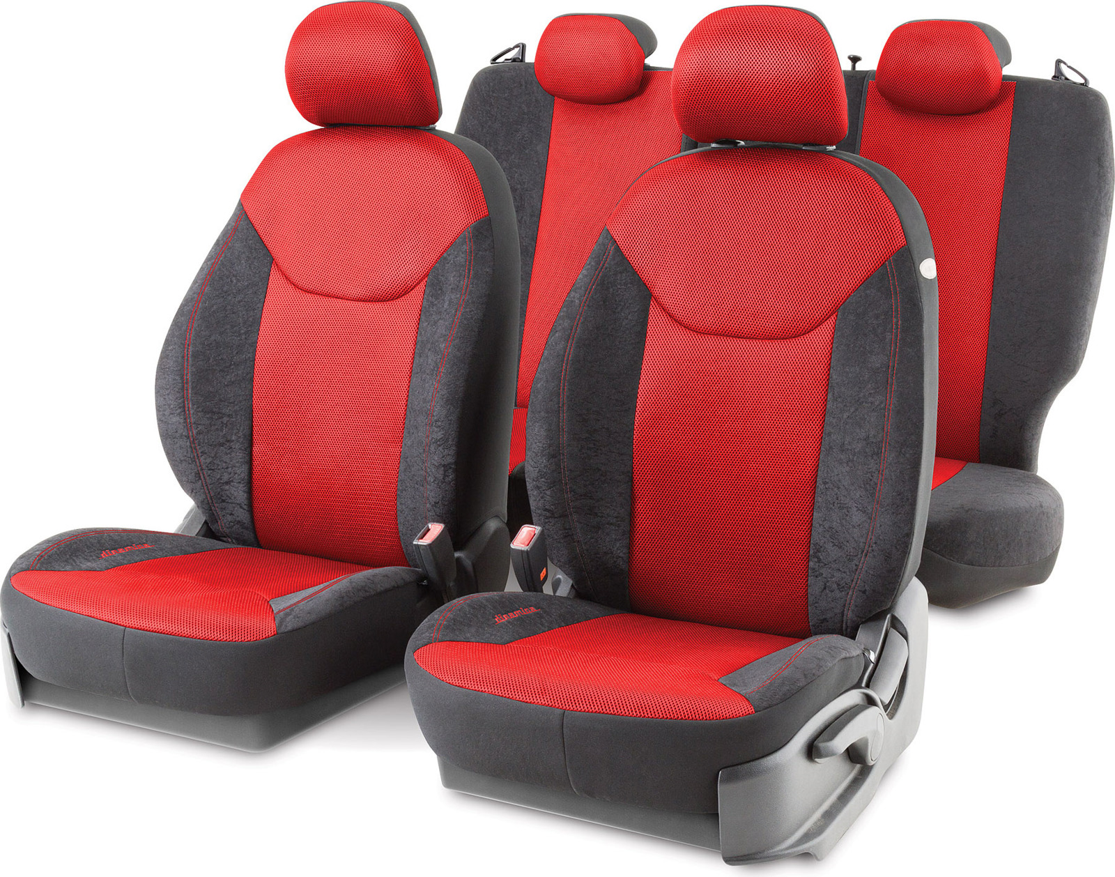 Авточехлы Autoprofi Dinamica, цвет: черный, красный, 15 предметов. DIN-1505VM BK/RD