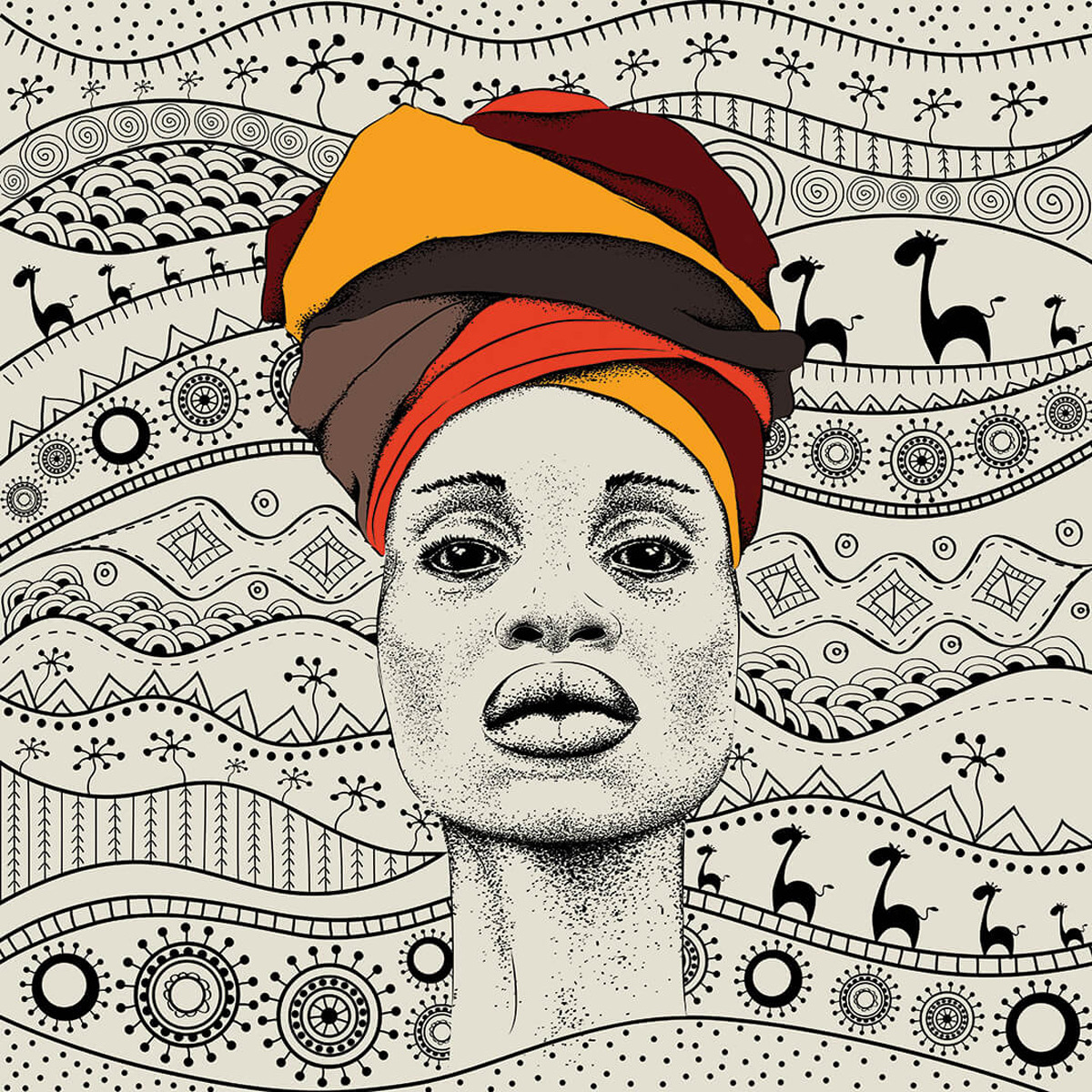 фото Канвасы Postermarket "Африканка в тюрбане", 40 х 40 см Постермаркет / postermarket