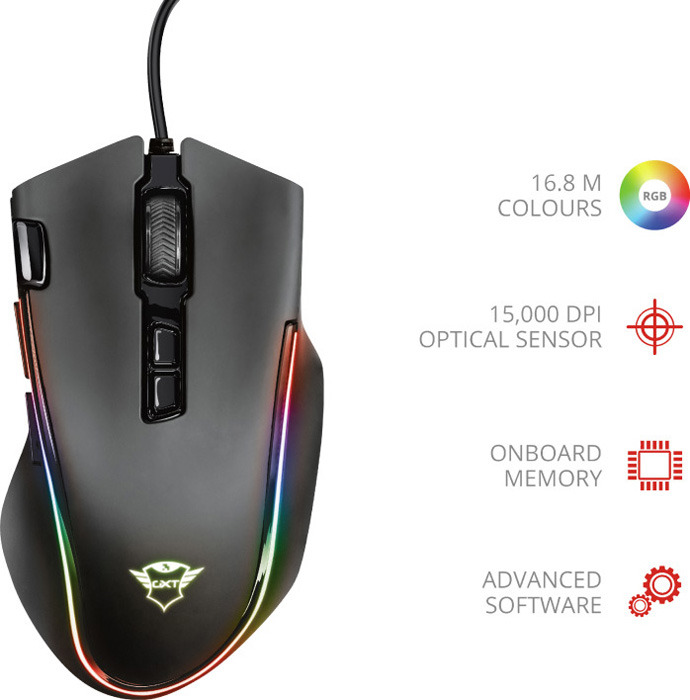 фото Игровая мышь Trust GXT 188 Laban RGB Mouse, цвет: черный, серый