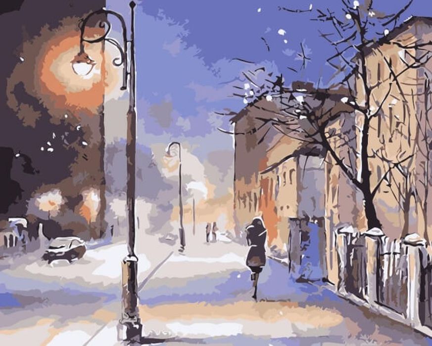 Зима в городе рисунок