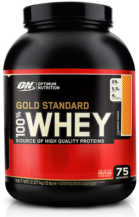 Протеин Optimum Nutrition 100% Whey Gold Standard Strawberry Banana, клубника-банан, 2,27 кг