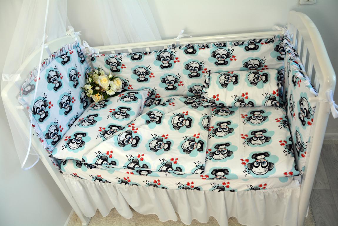 фото Комплект в кроватку Dream Royal 5 предметов "Панда с музыкой" (польский хлопок), белый