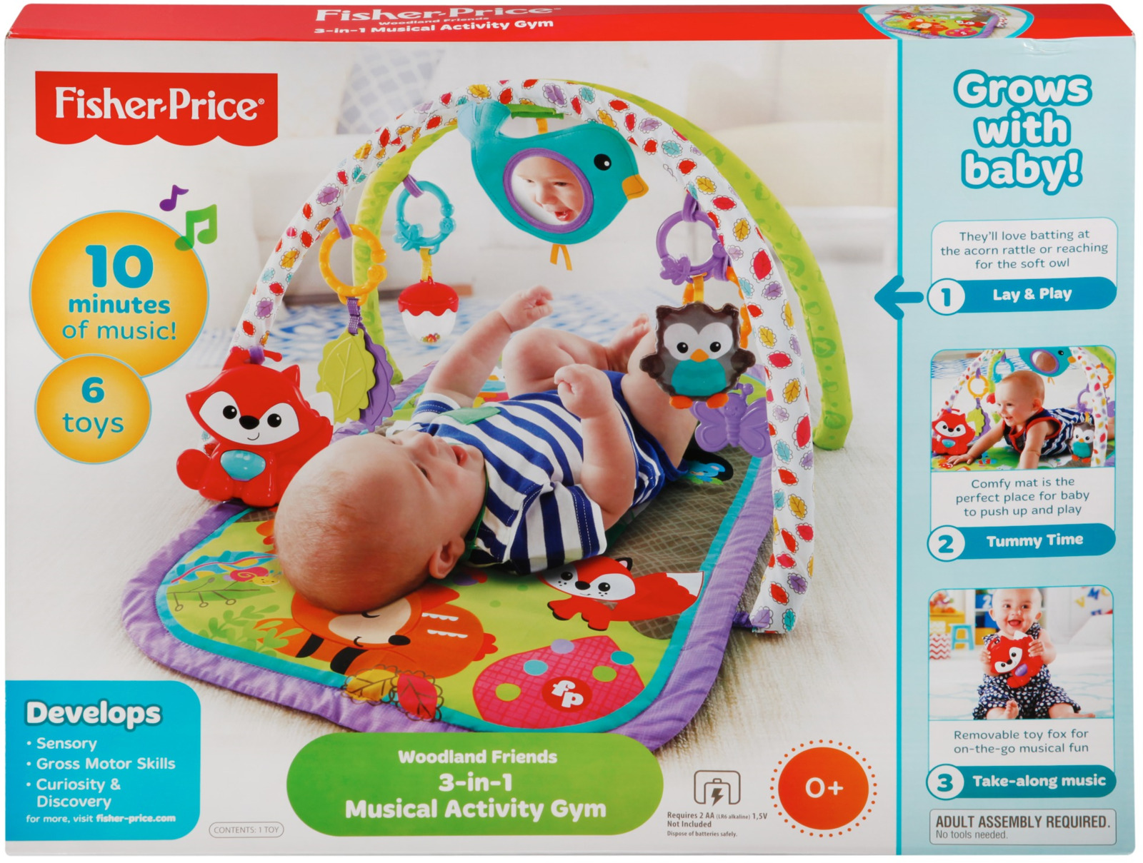 фото Fisher-Price Развивающий коврик 3 в 1 Друзья тропического леса