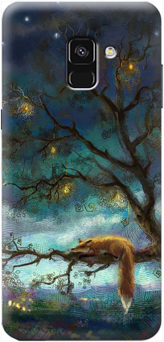 фото Чехол-накладка Gosso Cases "Лиса на дереве" для Samsung Galaxy A8 (2018) SM-A530, 180152 "Лиса на дереве", разноцветный