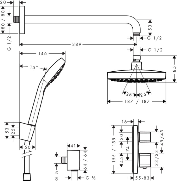 фото Душевой комплект Hansgrohe Croma Select E