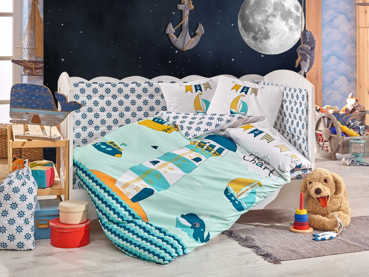 Комплект постельного белья Hobby Home Collection Baby Sailor, с одеялом, наволочки 35x45, цвет: светло-зеленый. 1501002163