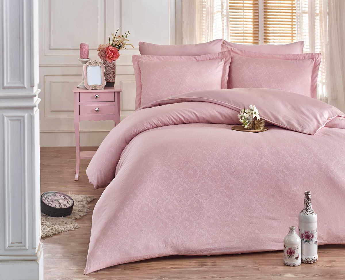 фото Комплект постельного белья Hobby Home Collection Damask, семейный, цвет: розовый. 2000000131