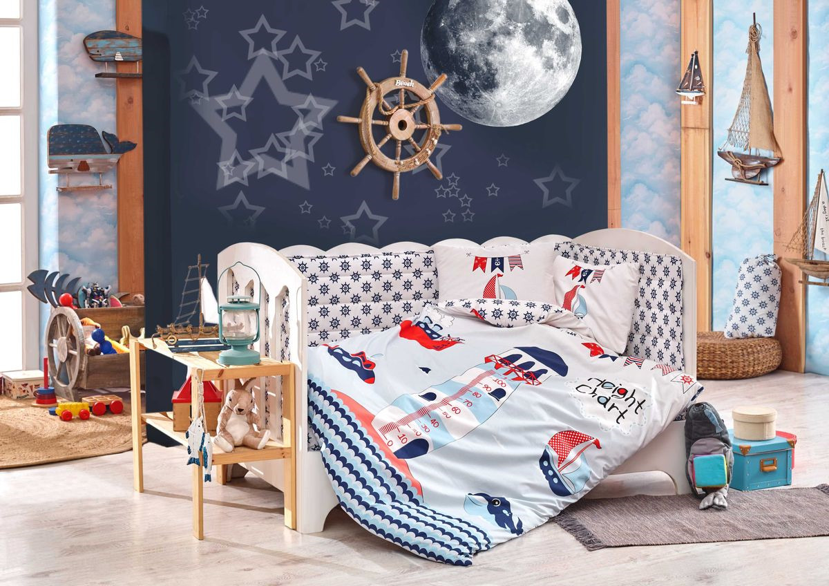 Комплект постельного белья Hobby Home Collection Baby Sailor, с одеялом, наволочки 35x45, цвет: синий. 1501002162