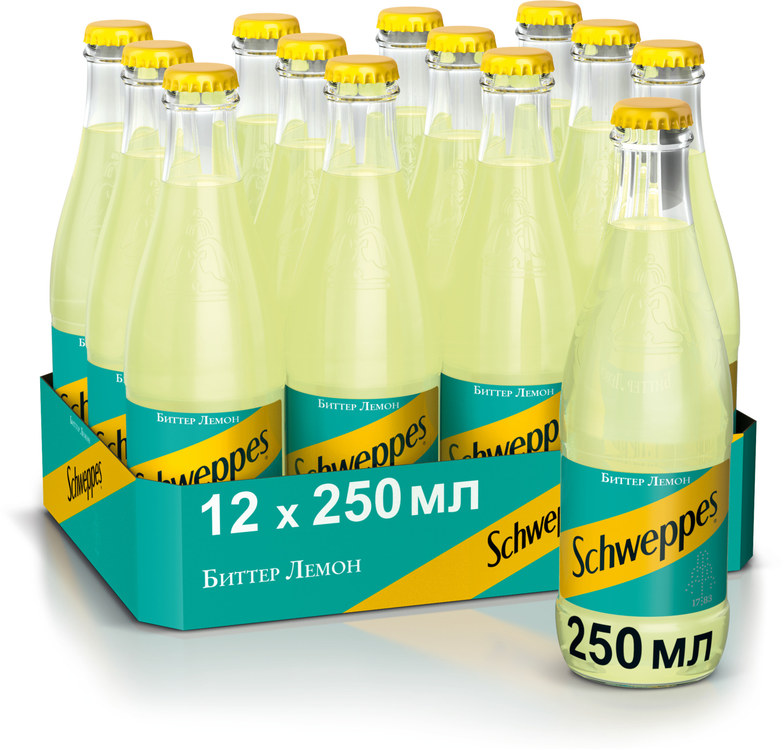 Schweppes Биттер Лемон напиток сильногазированный, (стекло) 12 штук по ...