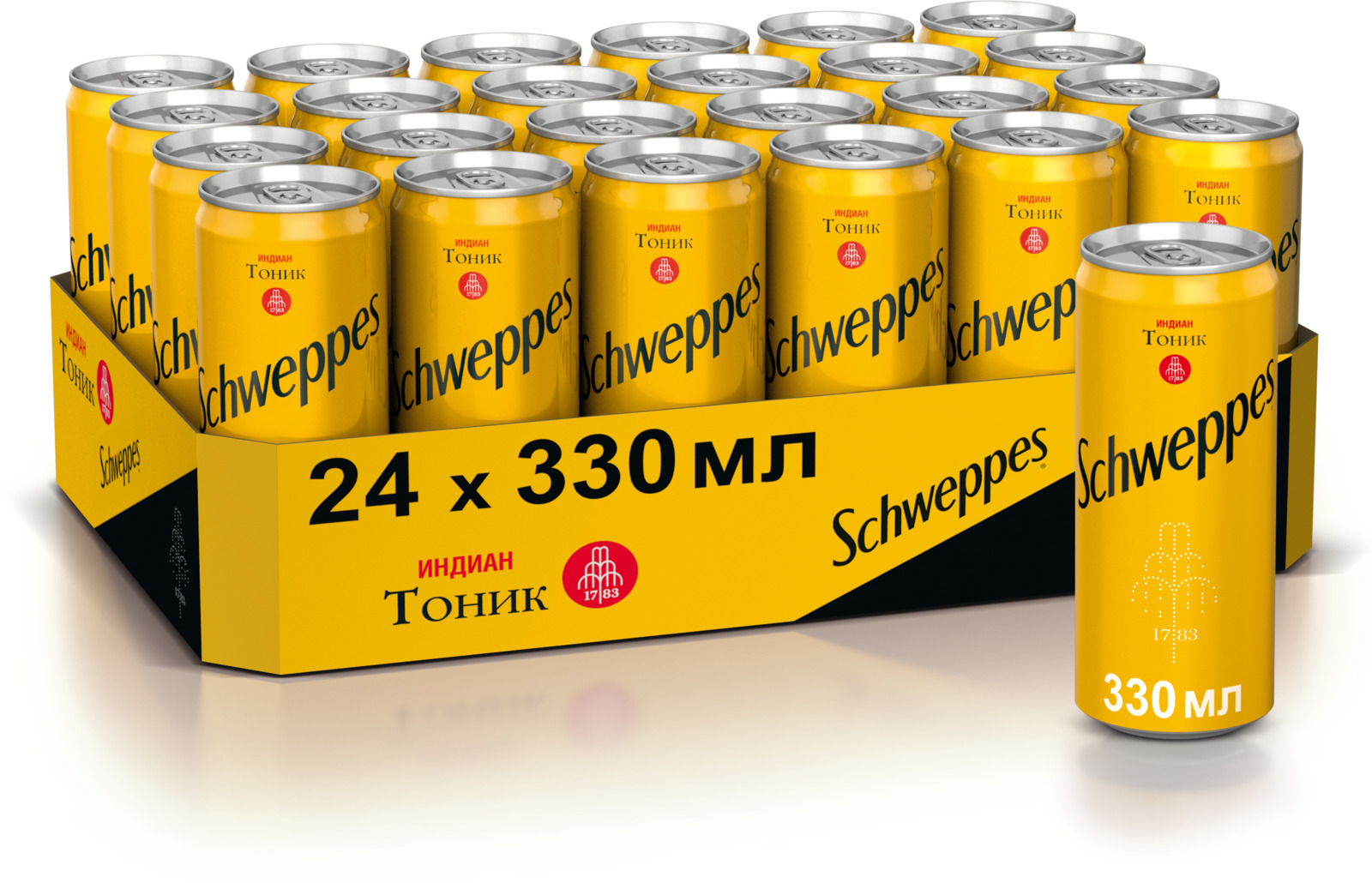 фото Schweppes Индиан Тоник напиток сильногазированный, 24 штуки по 0.33 л