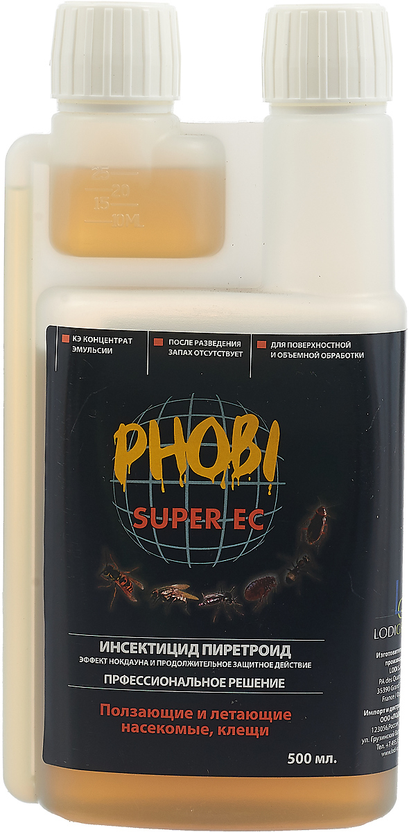 фото Средство от тараканов, мух, комаров, муравьев Phobi Super EC, 500 мл