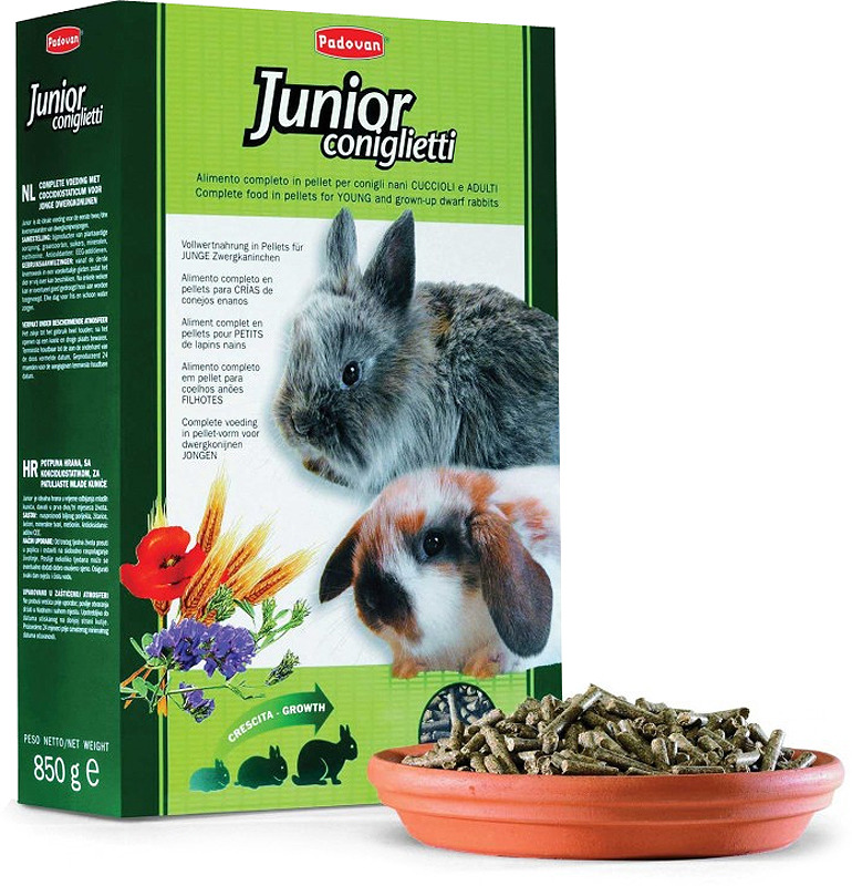Корм Padovan Junior Сoniglietti для молодняка кроликов, 850 г padovan корм padovan lino для птиц зёрна льна 1 кг