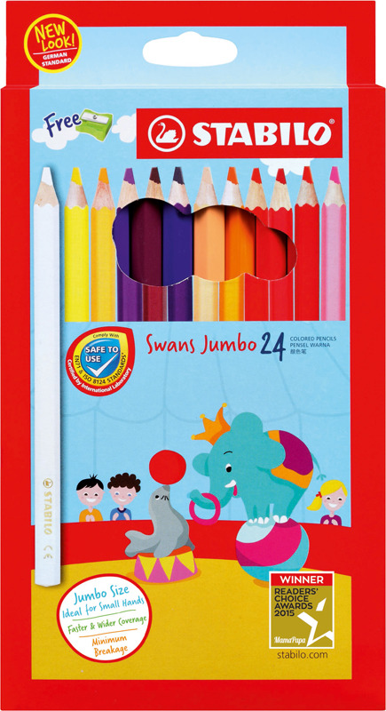 Набор цветных карандашей Stabilo Swans Jumbo + точилка, 1879J, 24 цвета Набор цветных карандашей Stabilo Swans Jumbo + точилка, 1879J, 24 цвета