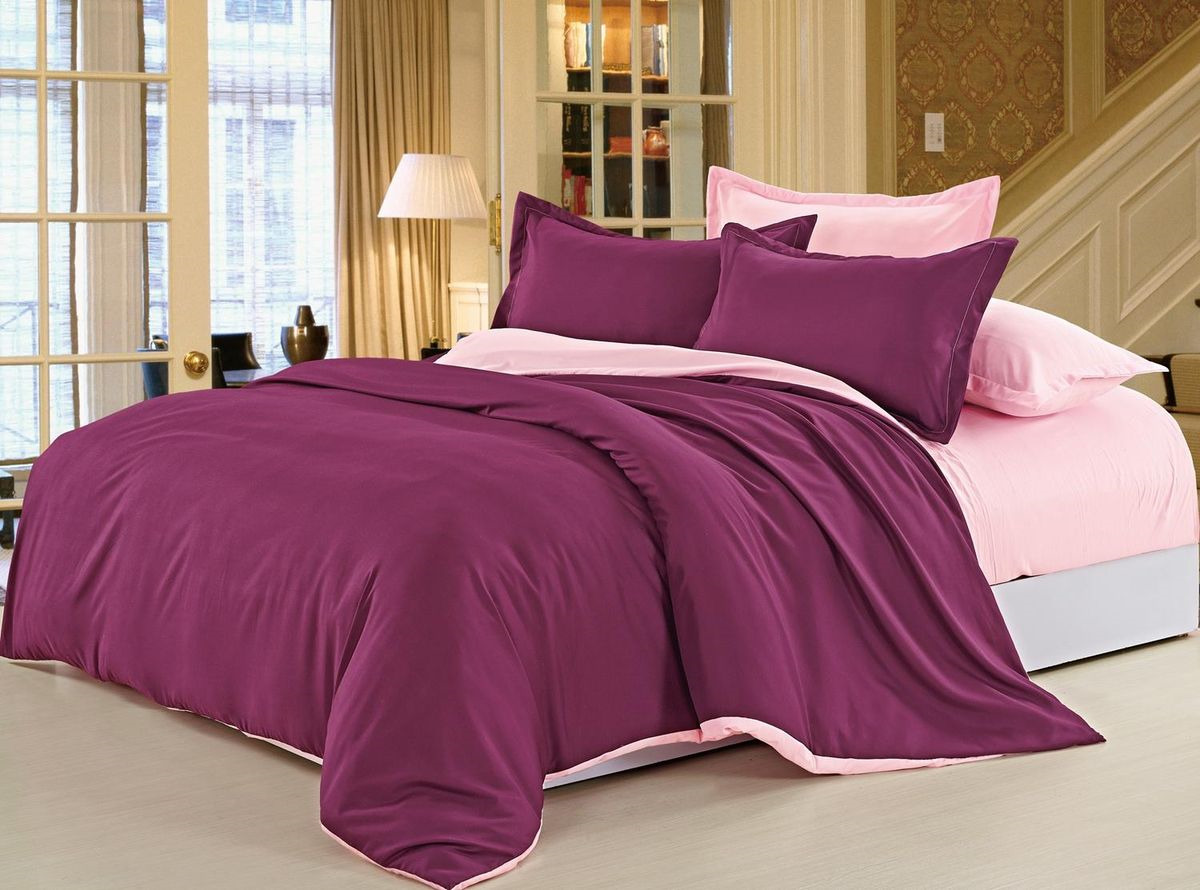 фото Комплект постельного белья Павлина Domenico Manetti, 4660006049432, бордовый, розовый, 1,5 спальный