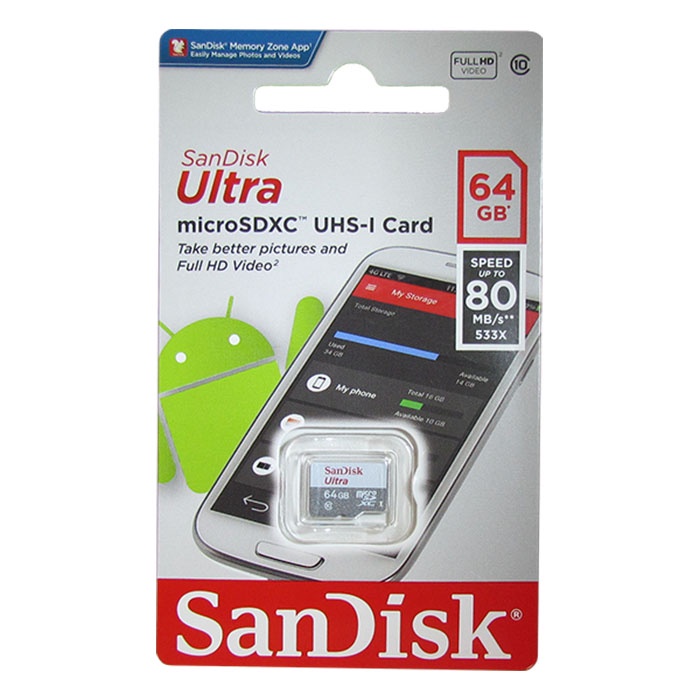 фото Карта памяти SanDisk Ultra 64GB UHS-I U1, SDSQUNS-O64G-GN3MN