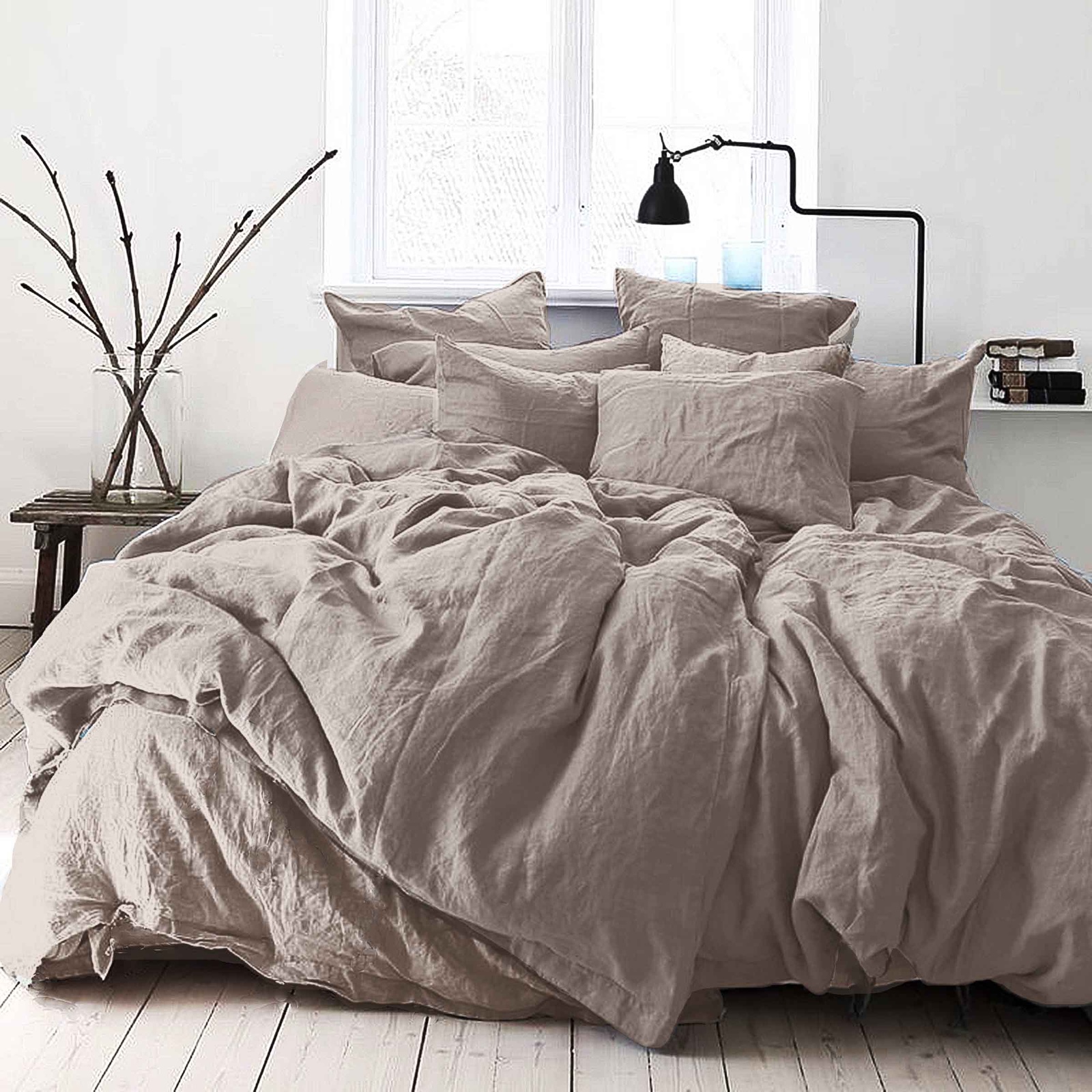 фото Комплект постельного белья Seta De Lux Skyline Grey "Лён", 01783502, бежевый, 2 спальный