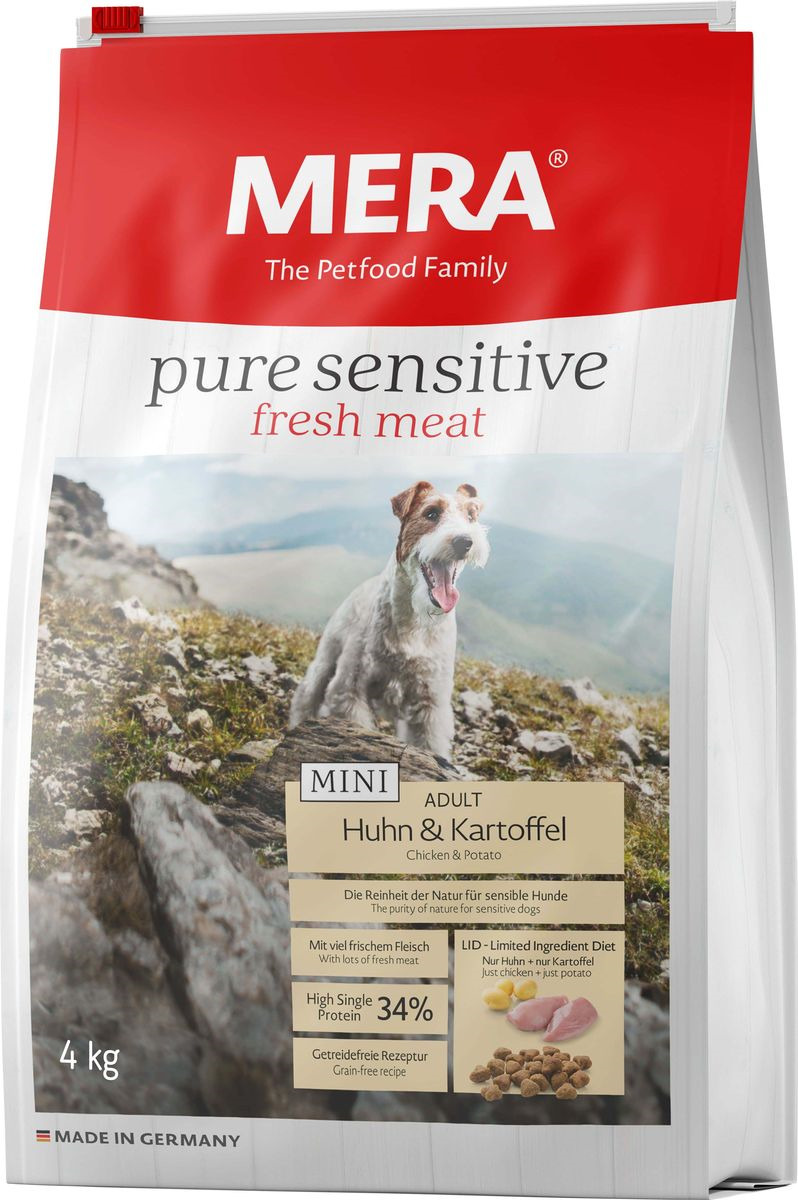 фото Сухой корм Mera Pure Sensitive Mini Adult, для собак малых пород, курица и картофель, 4 кг