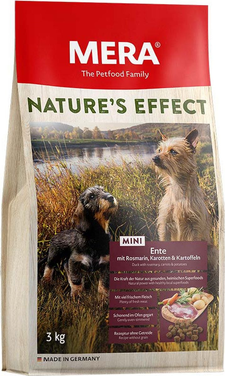 фото Сухой корм Mera Nature'S Effect Mini, для собак малых пород, утка с розмарином, морковью и картофелем, 3 кг