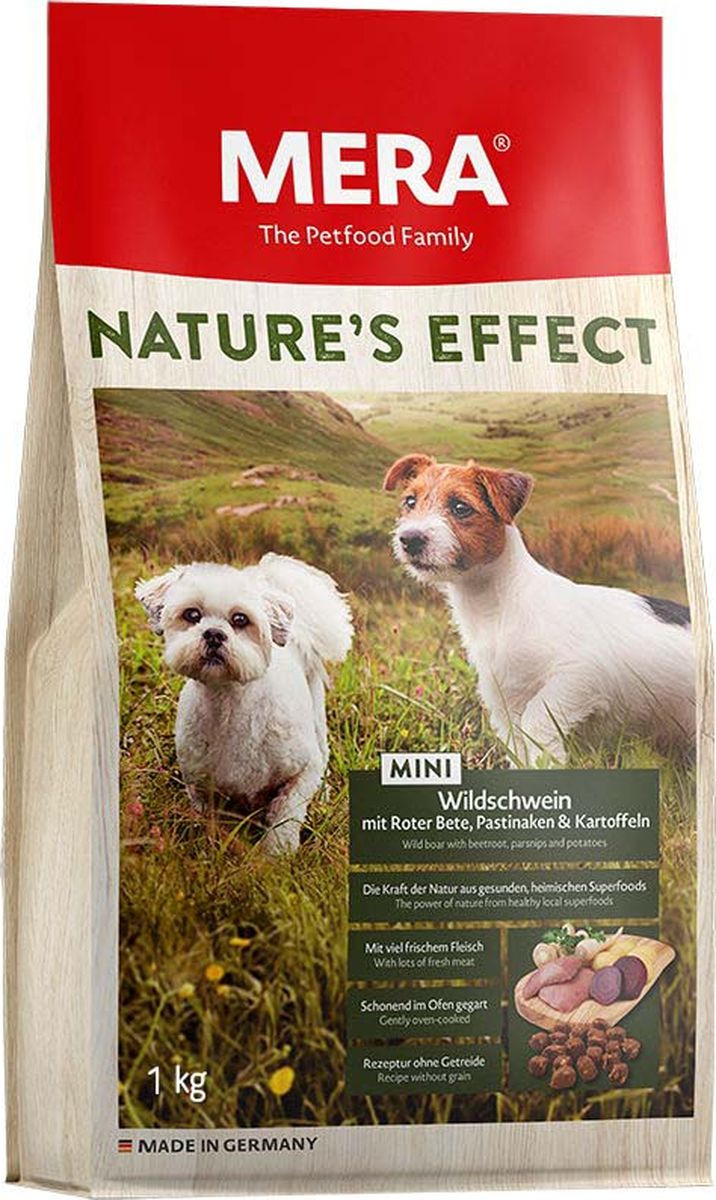 фото Сухой корм Mera Nature'S Effect Mini, для собак малых пород, кабан со свеклой, пастернаком и картофелем, 1 кг