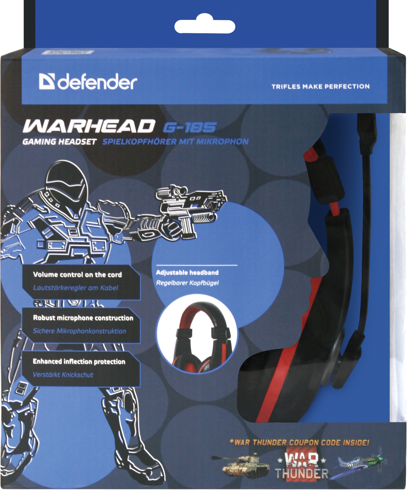 фото Игровая гарнитура Defender Warhead G-185 черный + красный, кабель 2 м