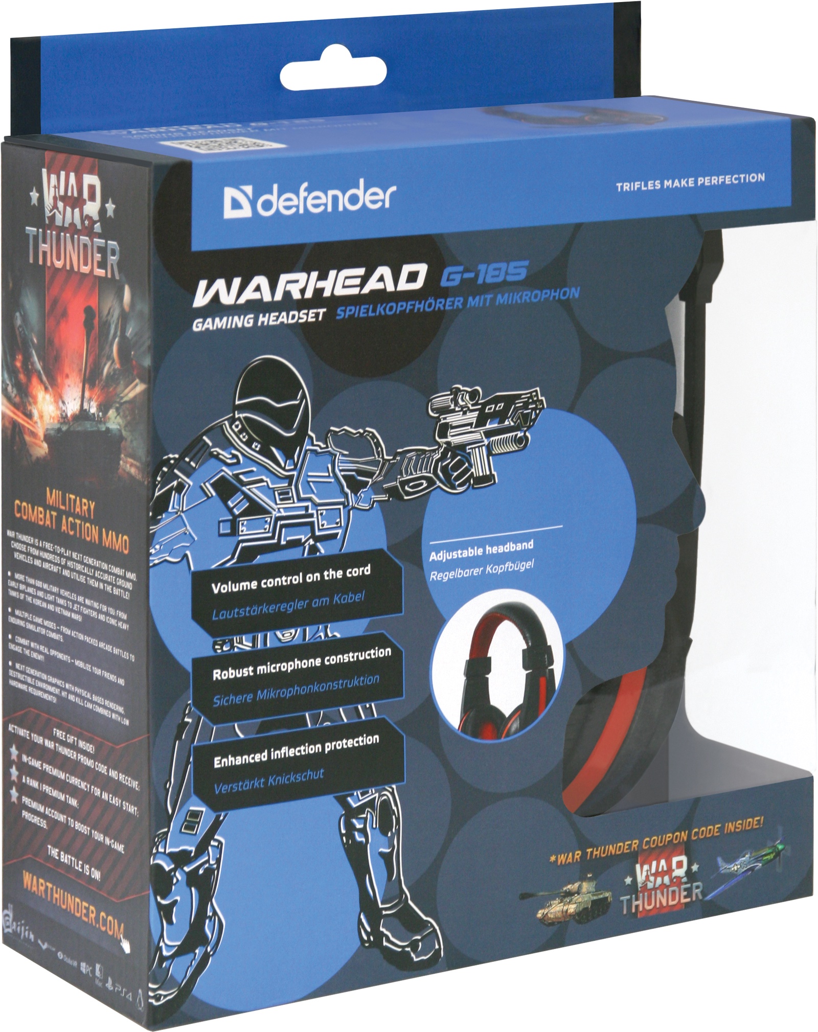 фото Игровая гарнитура Defender Warhead G-185 черный + красный, кабель 2 м