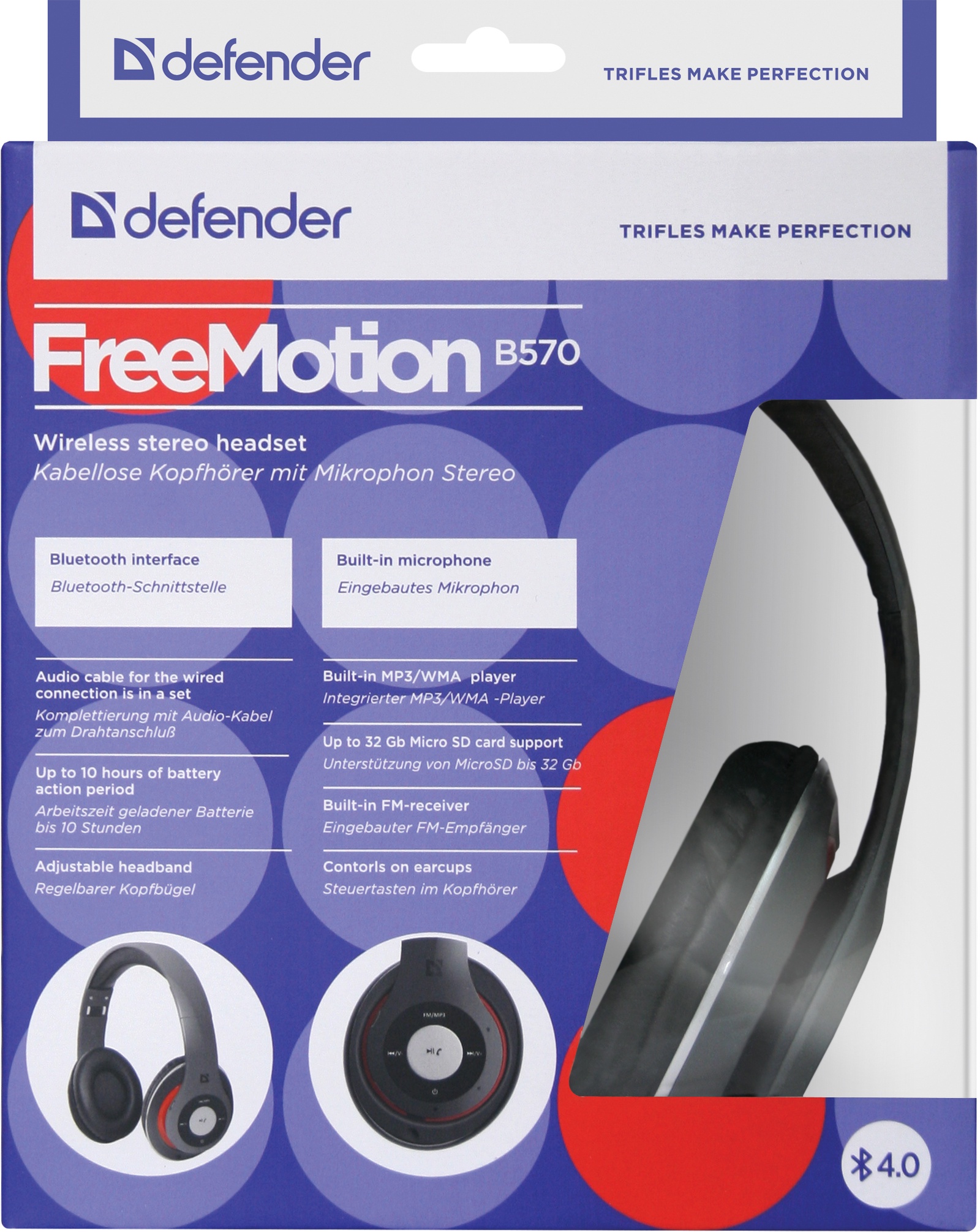 фото Беспроводные наушники Defender FreeMotion B570, серый