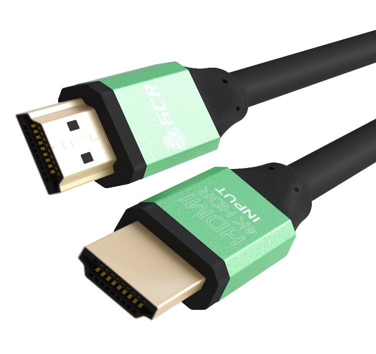 фото Кабель Greenconnect HDMI v.2.0, GCR-50961, High Sped 18 Гбит/с, 4К, 3D, Full HD, 1.2m, черный, коннектор зеленый