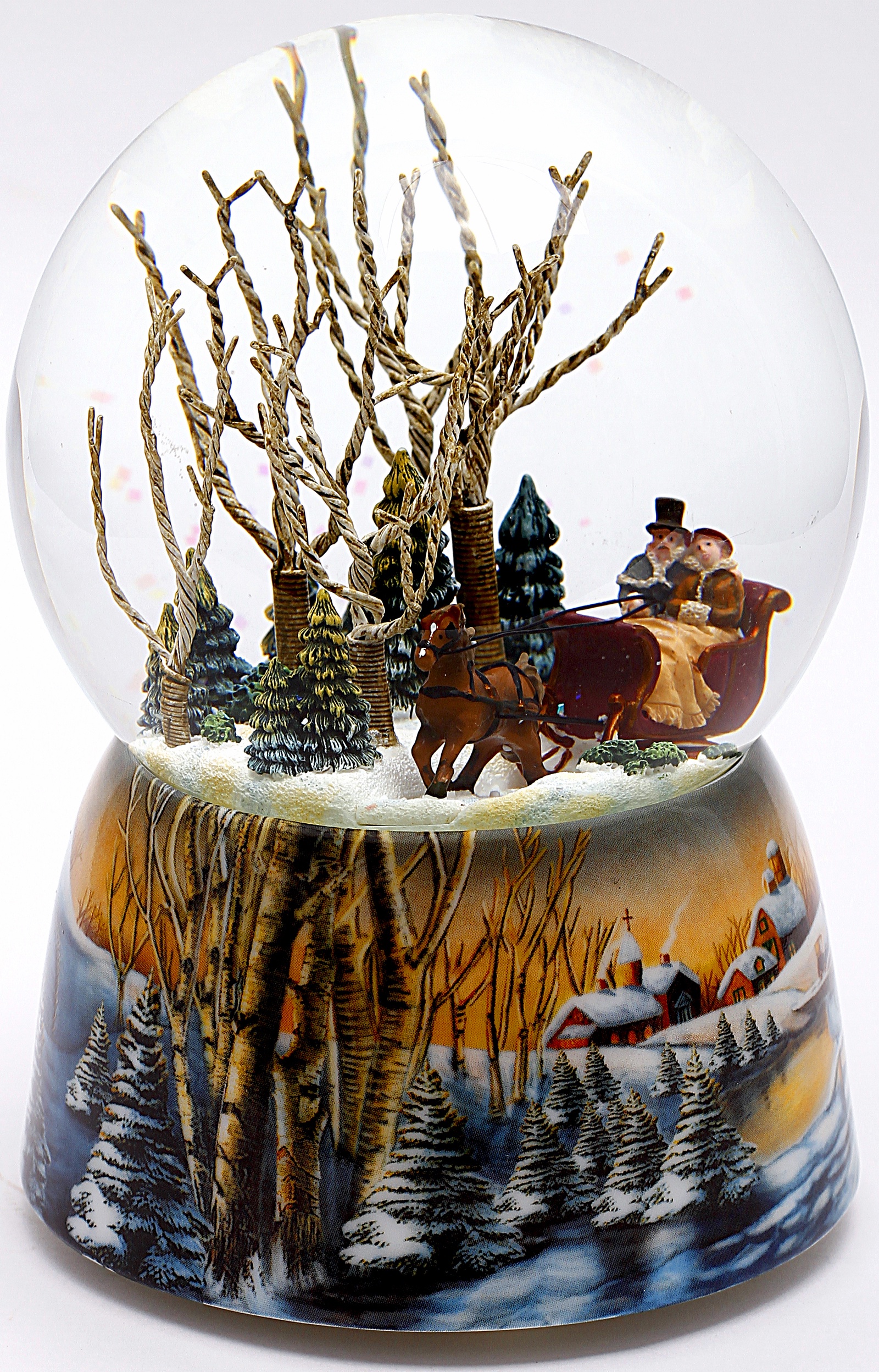 фото Стеклянный шар со снегом, Glassglobe, "Прогулка", белый, голубой