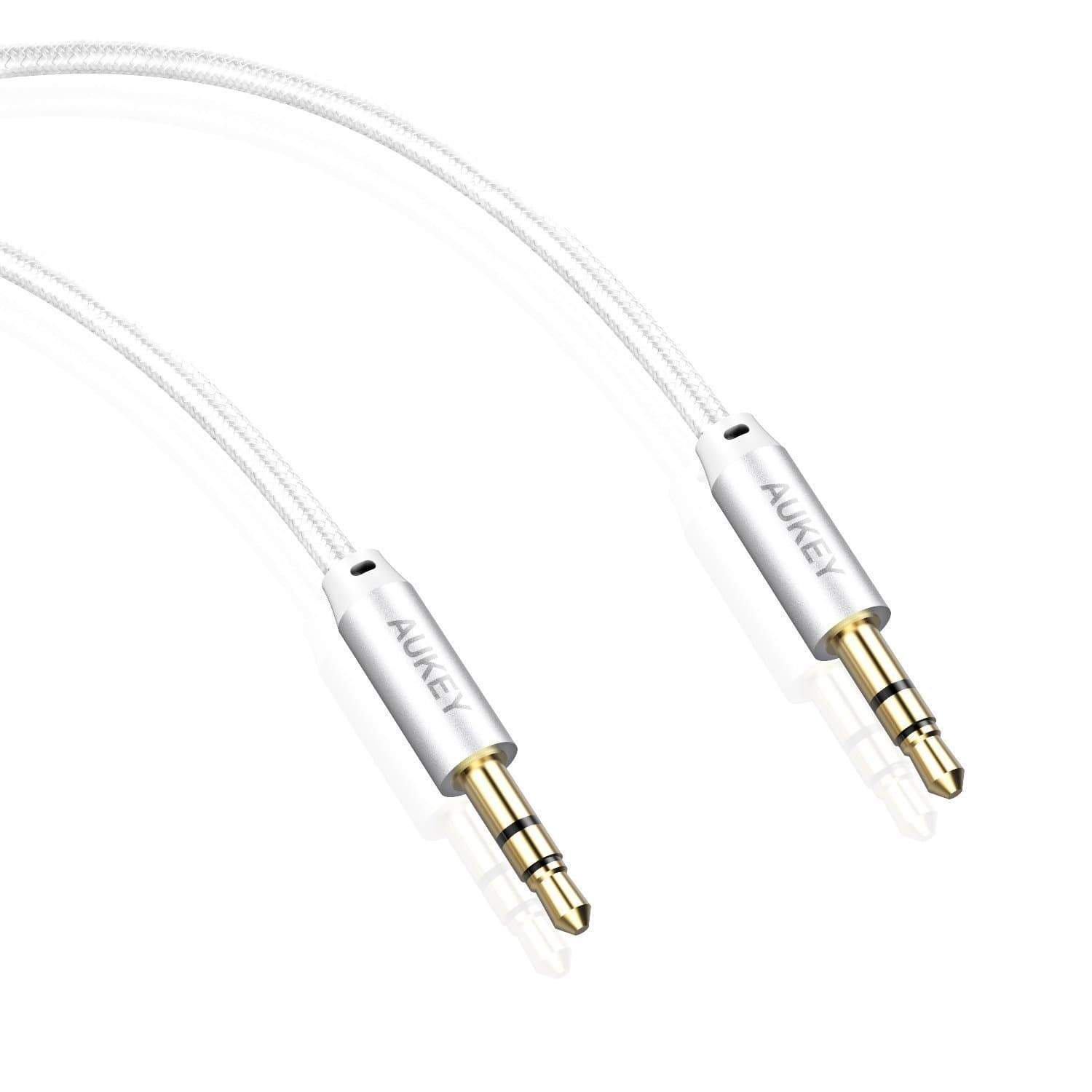 фото Кабель Aukey Braided Audio Cable, CB-V12, белый, 120 см