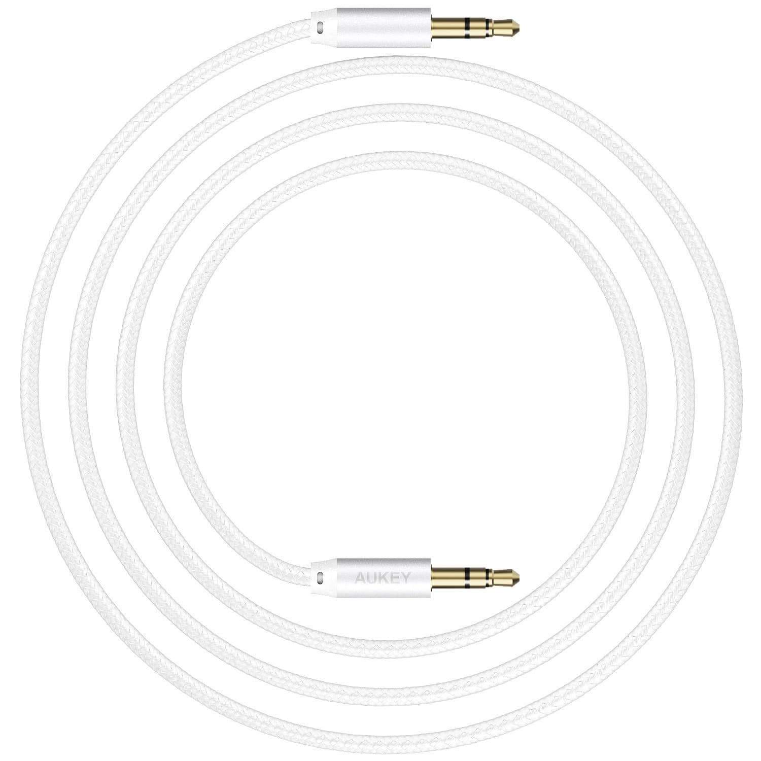 фото Кабель Aukey Braided Audio Cable, CB-V12, белый, 120 см