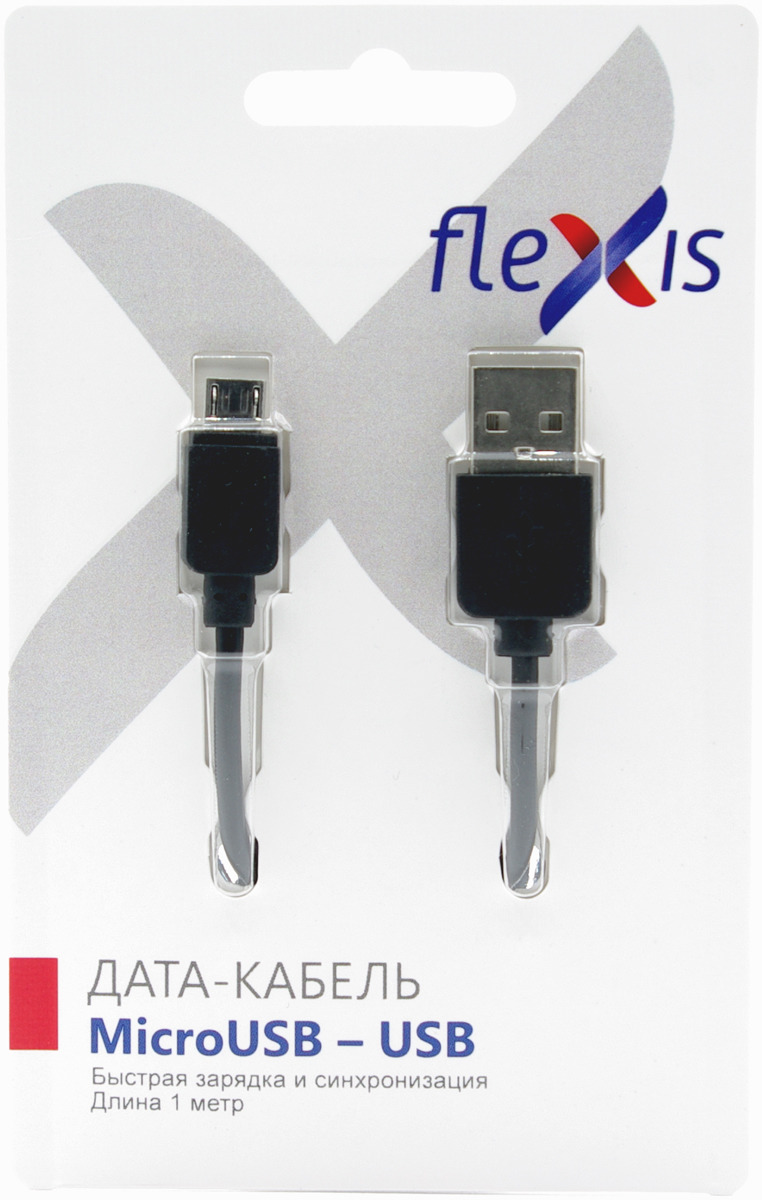 Кабель Flexis Simple, USB-MicroUSB, 1 м, черный