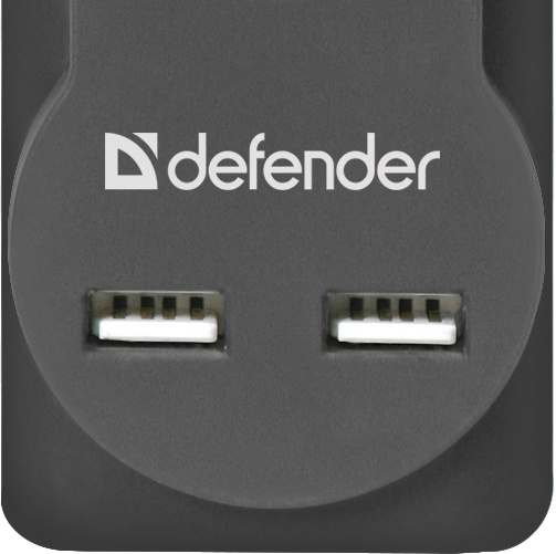 фото Сетевой фильтр Defender DFS 753 3,0 м, 5 розеток, 2xUSB, 2.1A