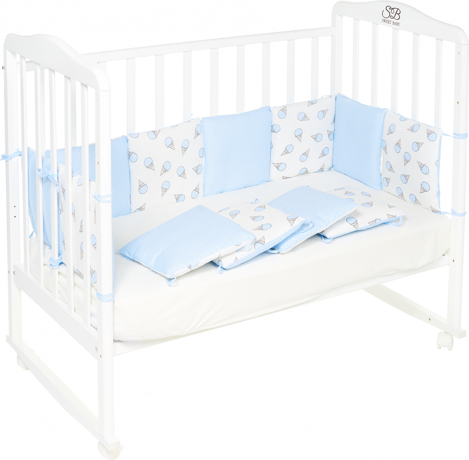 фото Бортики для кроватки Sweet Baby Gelato, 411951, голубой, двусторонние, 12 частей, 30 x 30