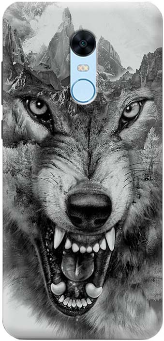 фото Чехол-накладка Gosso Cases "Волк в горах" для Xiaomi Redmi 5 Plus, 180198, ультратонкий, силиконовый