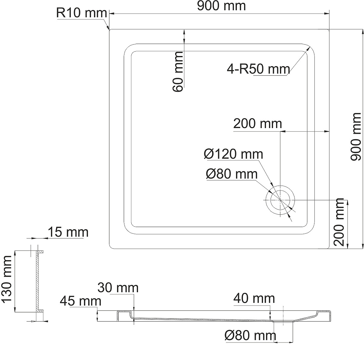 фото Душевой поддон WasserKRAFT Amper, квадрат, 29T03, 90 х 90 см, белый