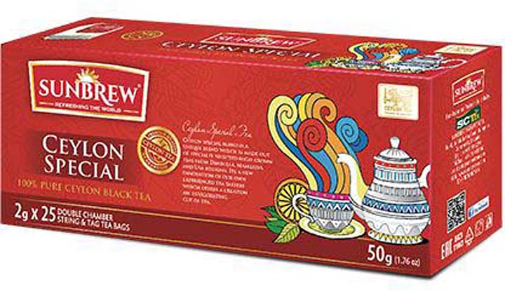 Чай черный Sunbrew Ceylon Special, в пакетиках, 25 шт по 2 г