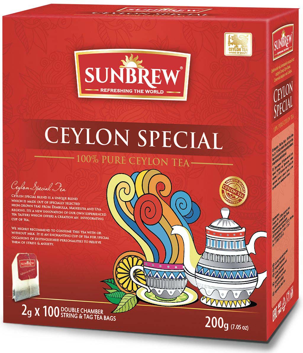 Чай черный Sunbrew Ceylon Special, в пакетиках, 100 шт по 2 г