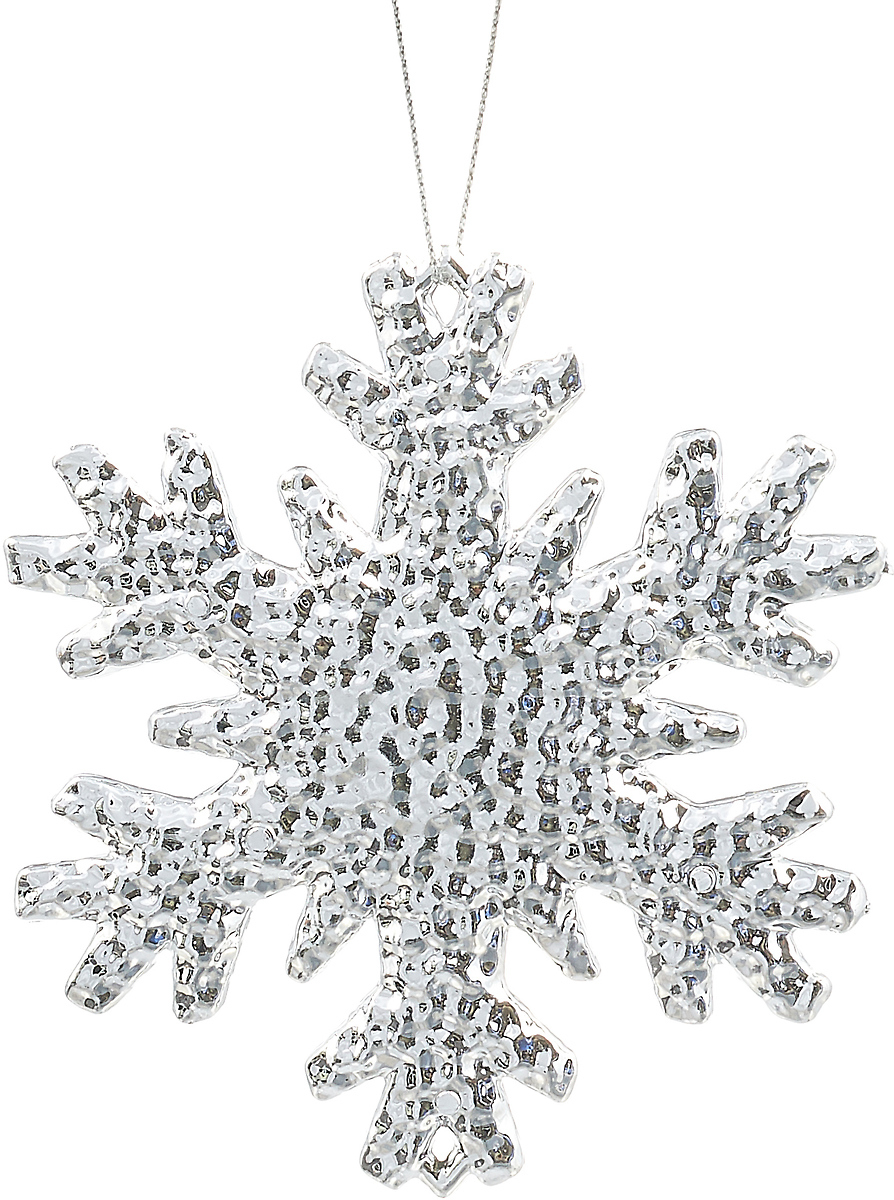 фото Новогоднее подвесное елочное украшение Magic Time "Снежинка фактурная в серебре", 9,5 x 10,5 x 0,05 см