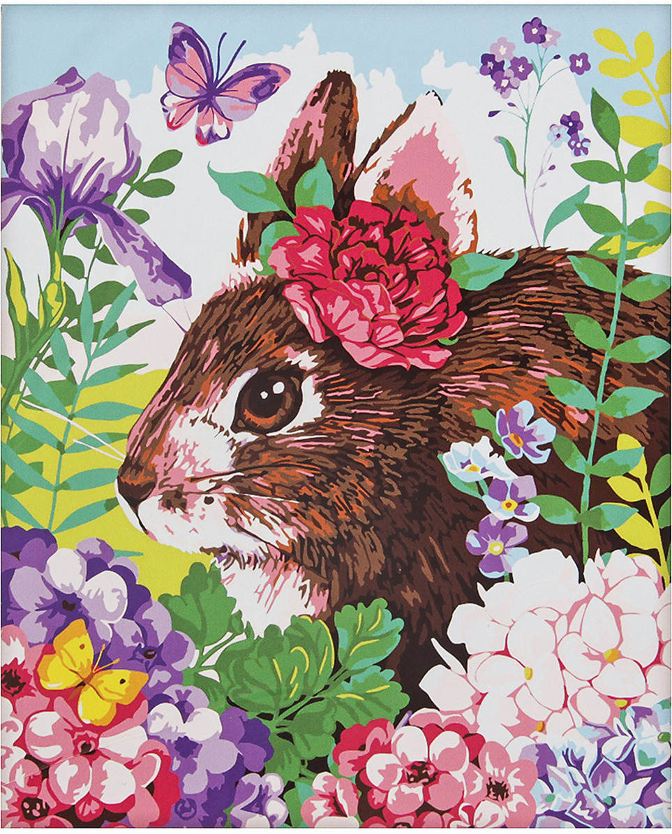 Б н зайцев. Картина по номерам заяц. Картина по номерам зайки. Кролик с цветочком картина по номерам. Роспись по номерам.