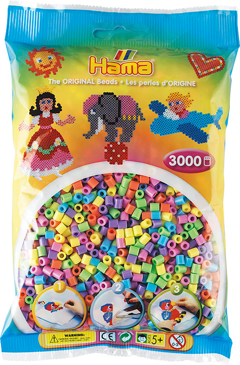 Бусинки для мозаики Hama пастельные цвета, 201-50, 3000 шт