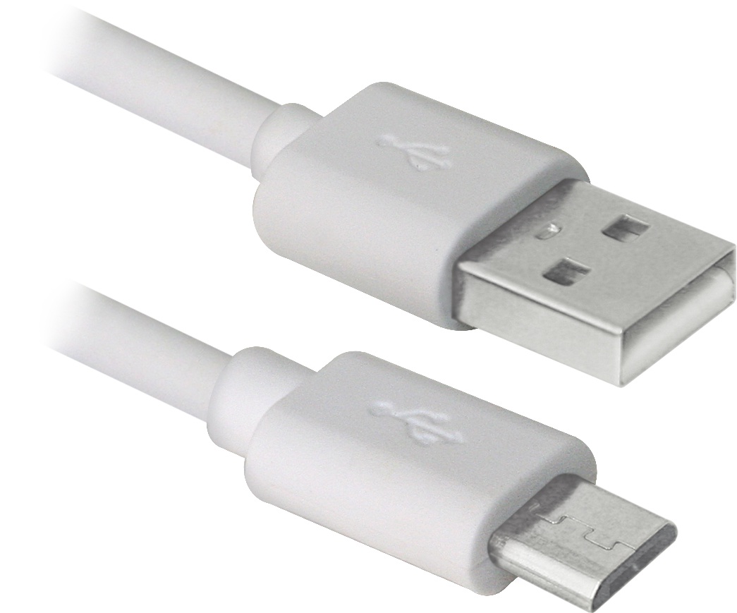 фото USB кабель Defender USB08-03BH USB2.0 белый, AM-MicroBM, 1м