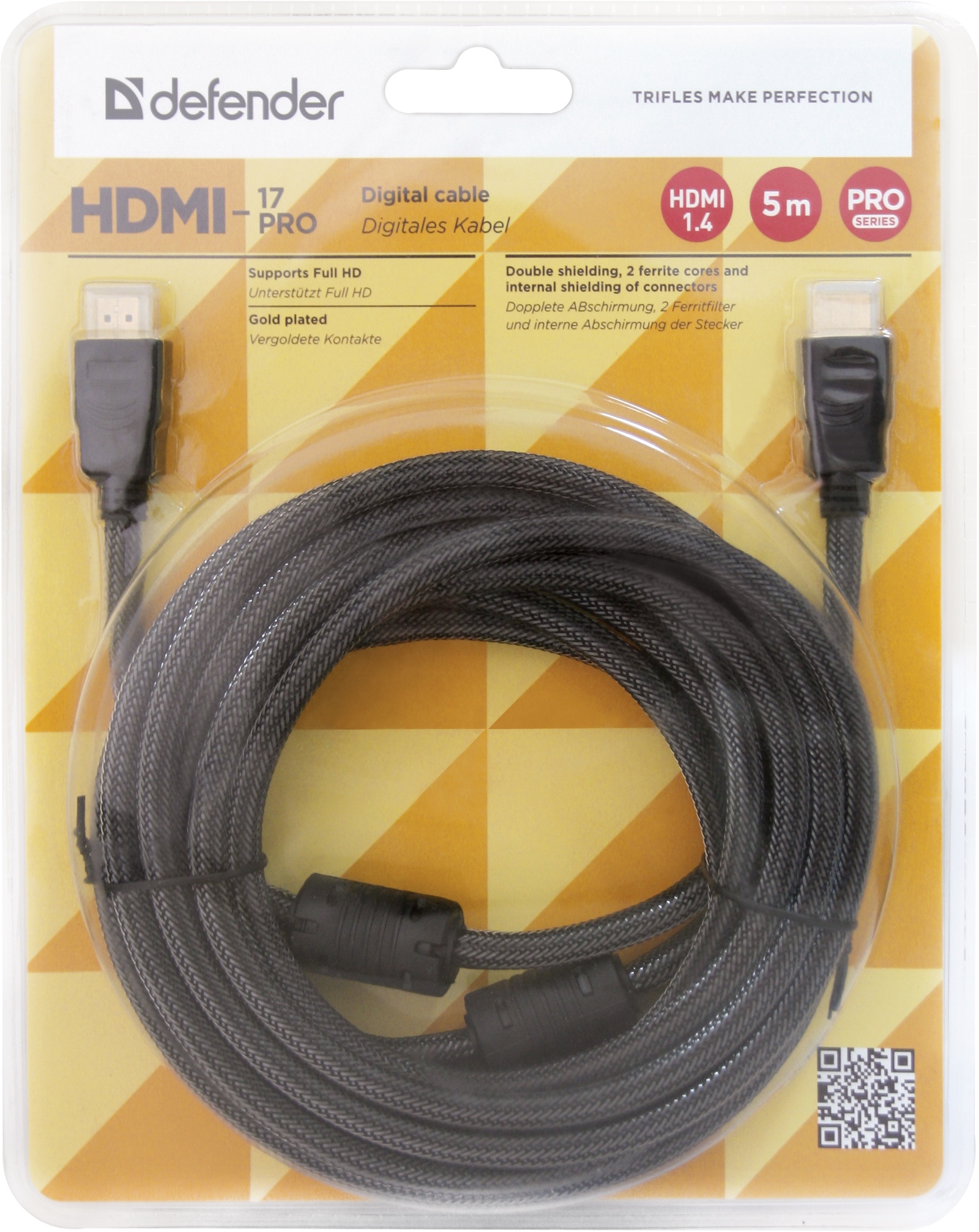 фото Цифровой кабель Defender HDMI-17PRO HDMI M-M ver 1.4, 5 м