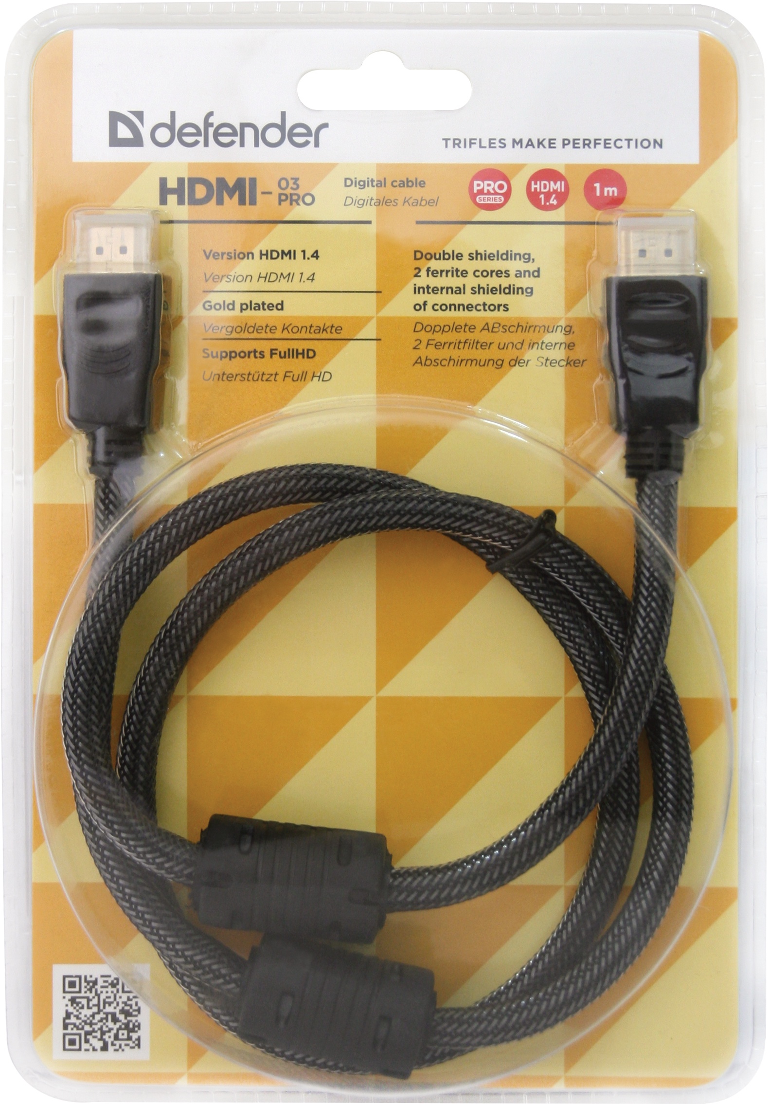 фото Цифровой кабель Defender HDMI-03PRO HDMI M-M ver 1.4, 1.0 м