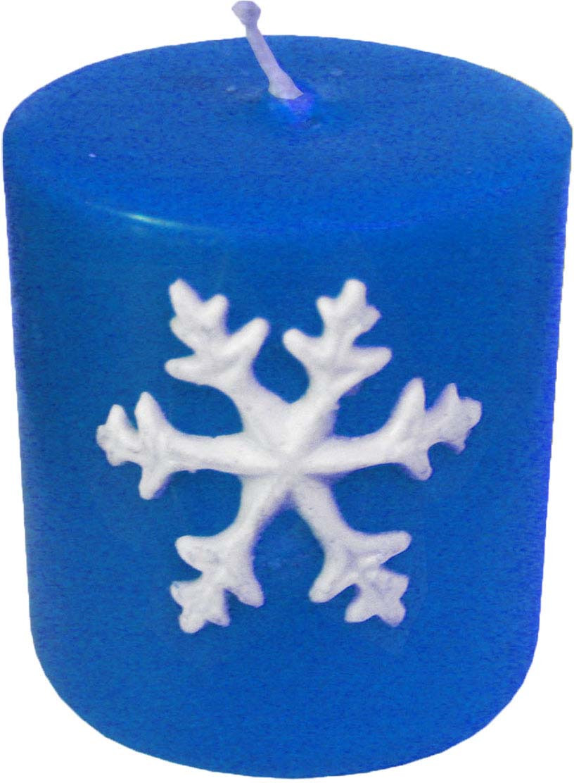фото Свеча декоративная Мир свечей "Новогодняя снежинка", 63-401, синий, высота 4 см
