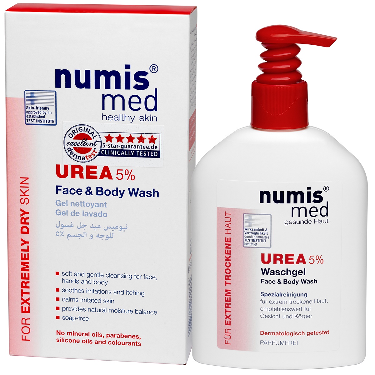 фото Гель для душа numis® med Моющее средство для лица и тела с 5 % мочевиной Numis med