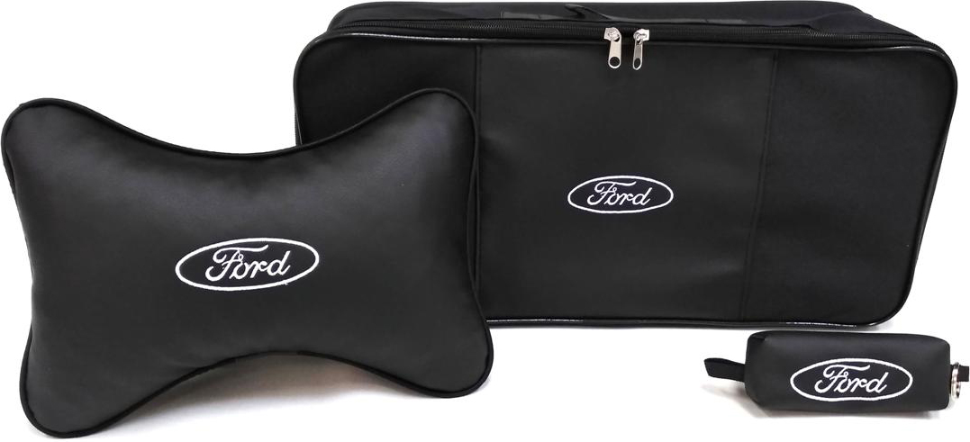 фото Подарочный набор автомобилисту Auto Premium Ford, сумка для набора ТО + ключница + подушка на подголовник, 67835