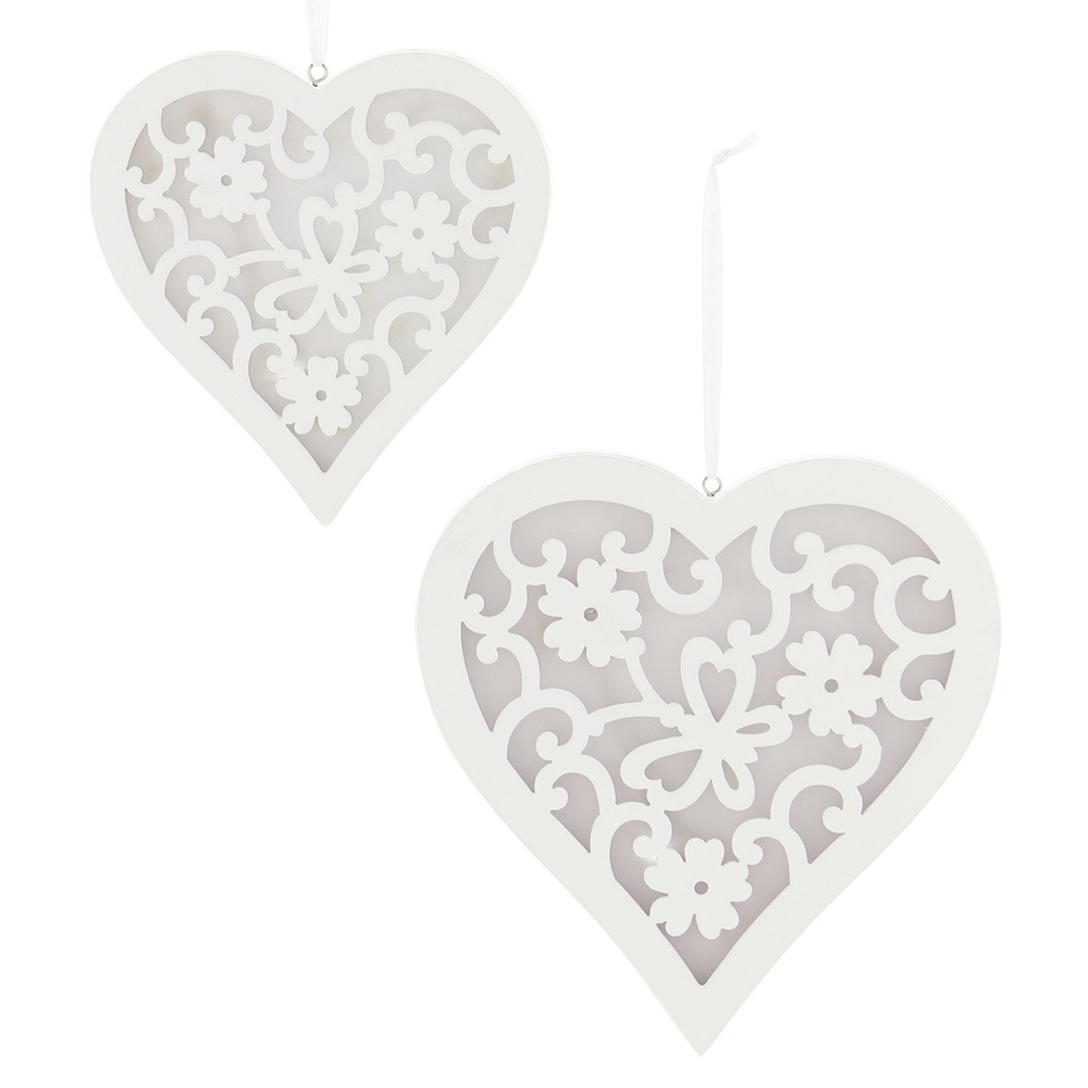 фото Подвесные украшения Хит-декор "Сердечки с узорами", 06092, со светодиодной подсветкой, 2 шт Хит - декор