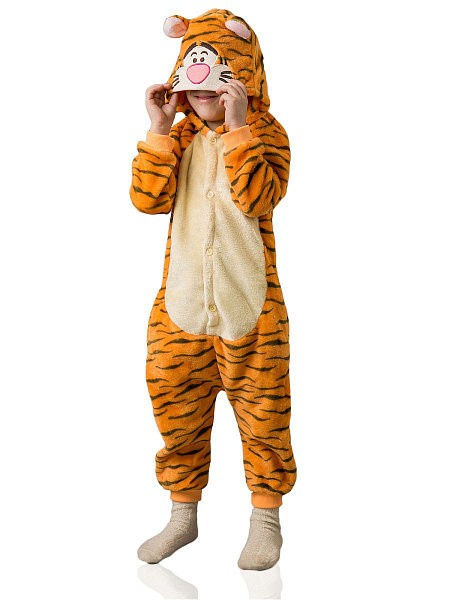 фото Кигуруми костюм из флиса TipTop детский тигруля 4605180029283, тигровый , размер 130