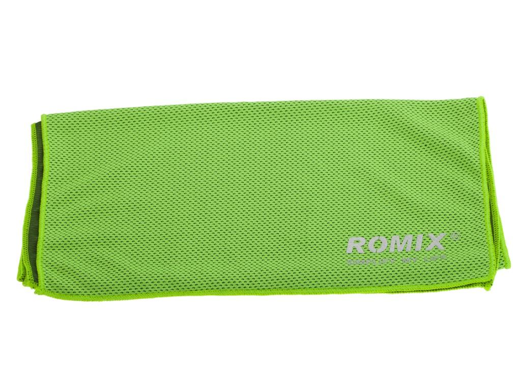 фото Полотенце спортивное Romix, охлаждающее, в пластиковой банке, зеленый