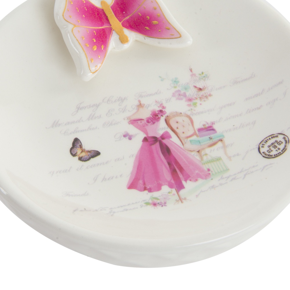 фото Мыльница Rich Line Home Decor "Бабочки", PB-140644, белый, розовый, 11х3 см